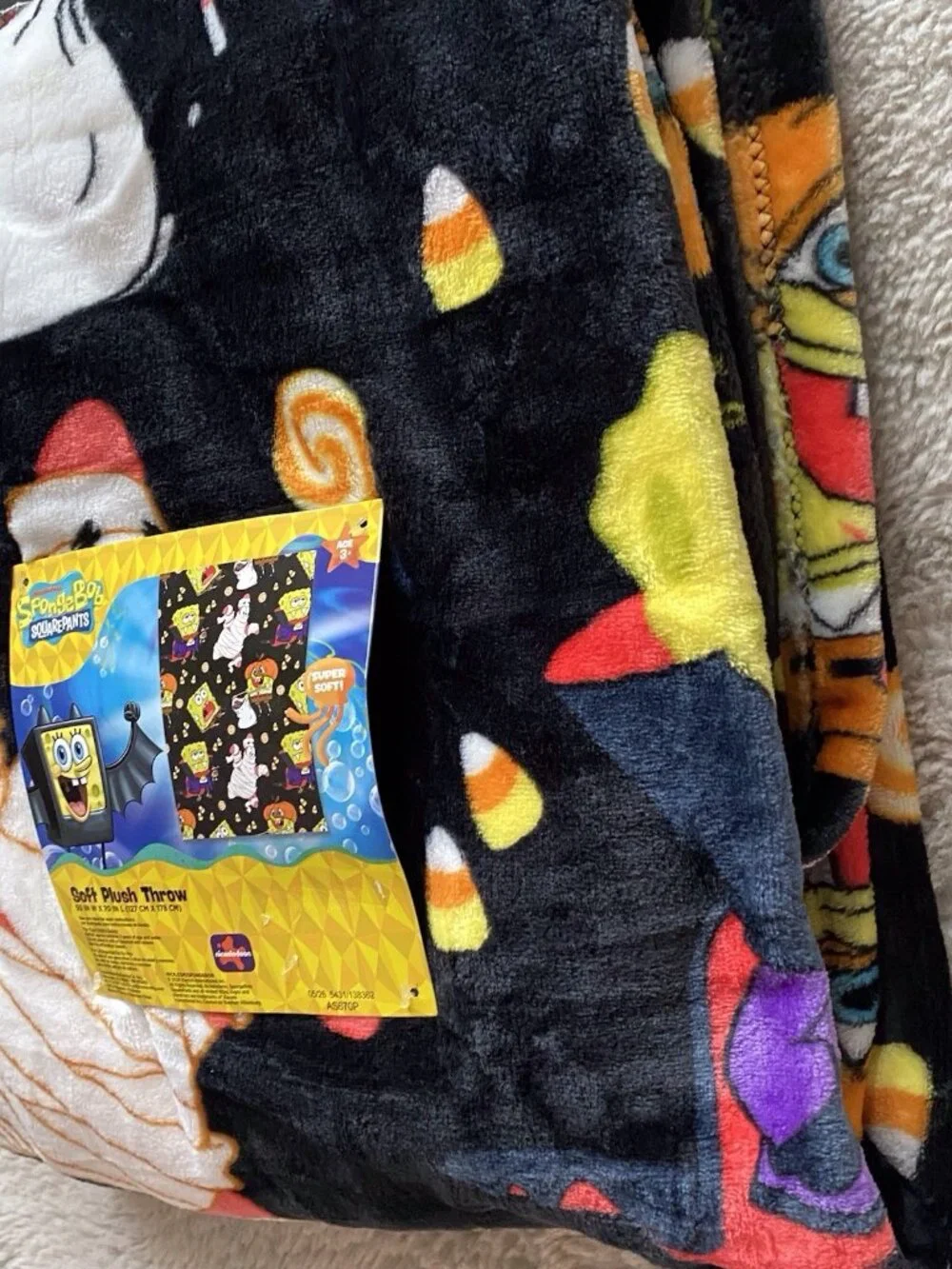 SpongeBob SquarePants Pumpkin Halloween Throw Blanket 50”x70” Patrick Mummy NEW
